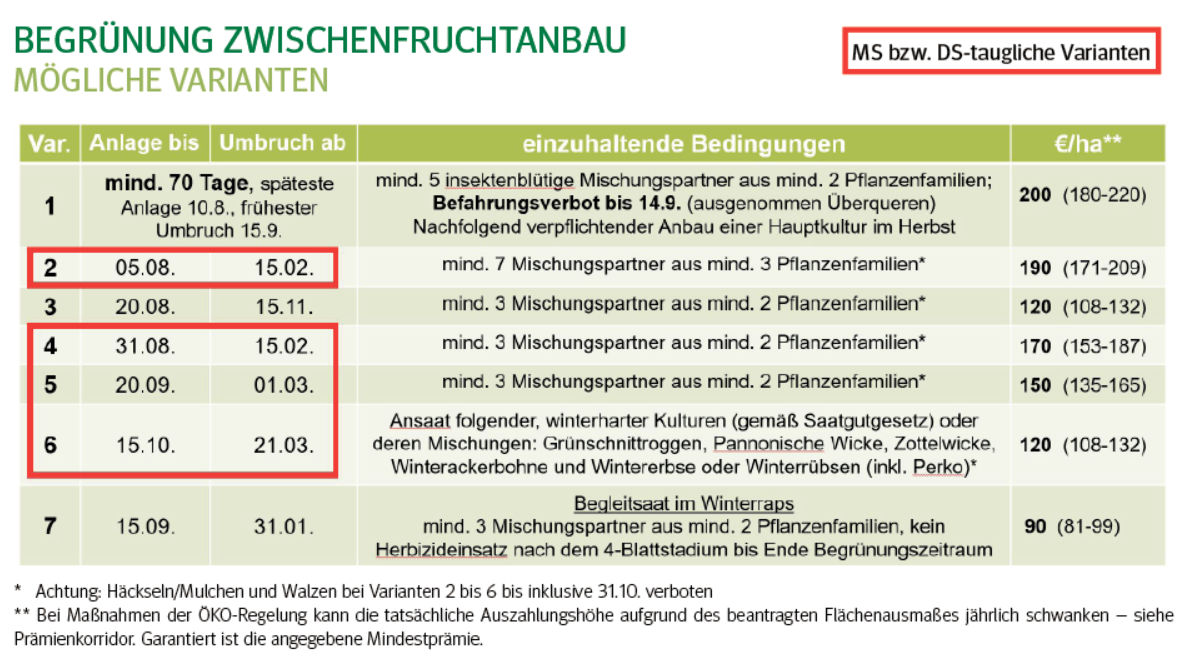 Begrünung_Zwischenfruchtanbau_Varianten.png © LK Niederösterreich