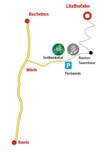 Wegverlauf Litzlhofalm.png © Grafik LK Salzburg