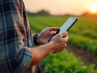 Landwirt mit Handy im Feld © Vadym/stock.adobe.com