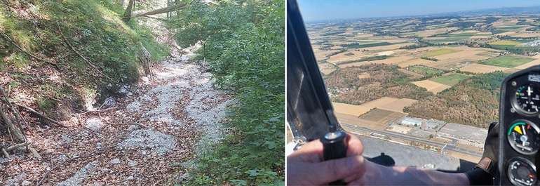 Oberflächengewässer ausgetrocknet_Blick Vogelperspektive Trockenheit.jpg © BWSB/Wallner