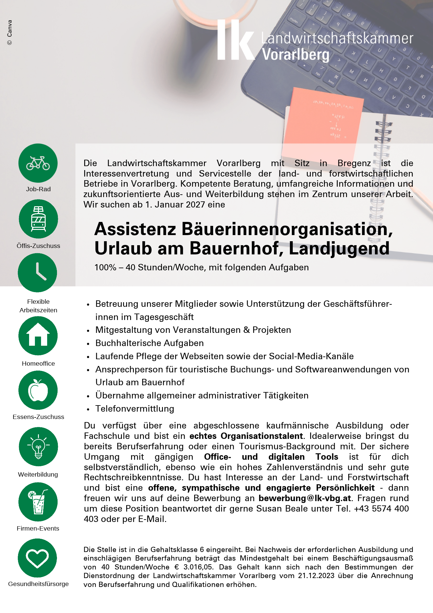 Ausschreibungen Assistenz Bäuerinnen.png © LK Vorarlberg