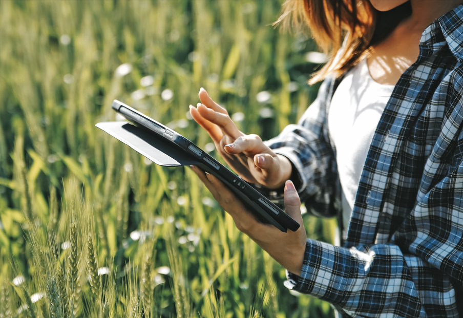 Frau mit Tablet.png © AdobeStock/ARMMY PICCA