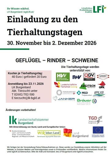 Einladung Tierhaltungstage 2026 - 1.jpg © Archiv